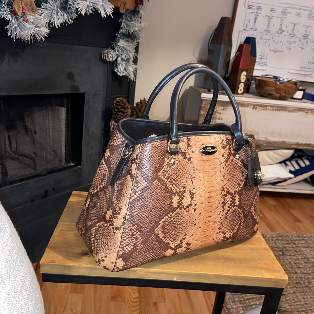 Multicolor Coach Purse with snake skin print